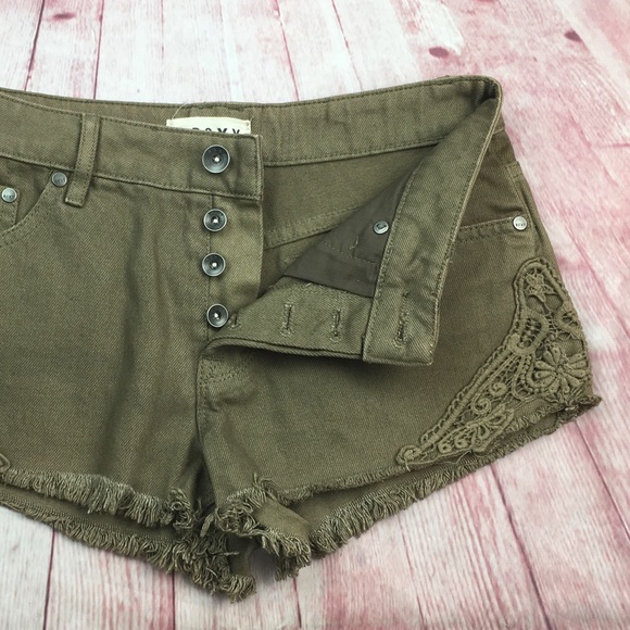 ➡️ROXY Lace Trim Button Fly Short Size 24 - Picture 3 of 9